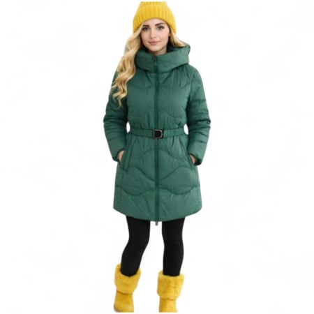 Geci /Veste - Geaca lunga groasa pentru iarna cu gluga si buzunare laterale