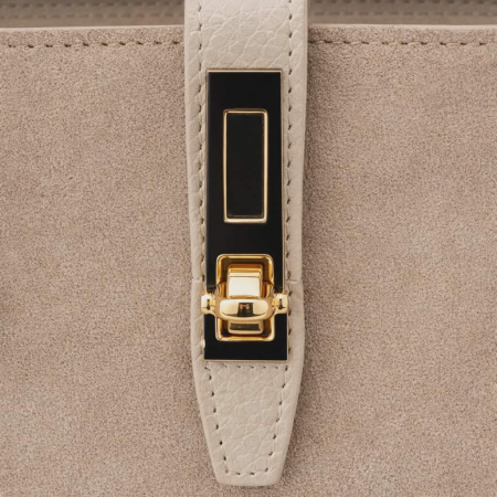 Geanta eleganta din piele naturala si piele intoarsa crem [3]