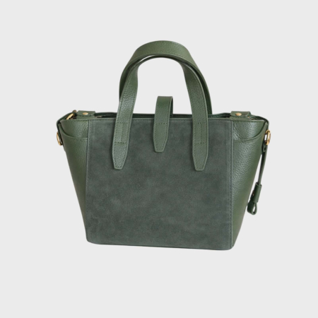 Geanta eleganta din piele naturala si piele intoarsa verde kaki [1]