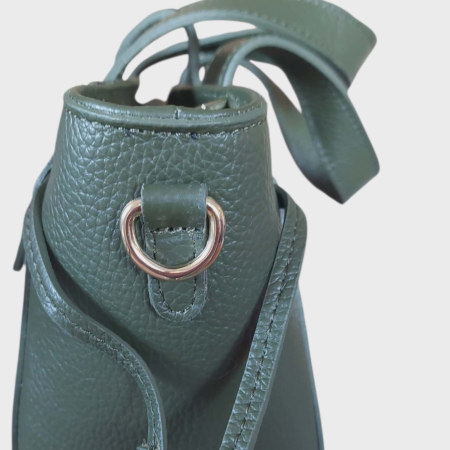 Geanta eleganta din piele naturala si piele intoarsa verde kaki [6]