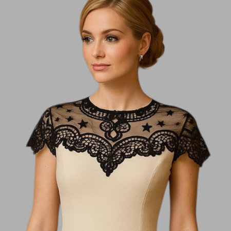 Accesorii - Guler Detasabil Negru din Dantela si Tulle