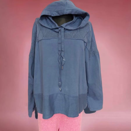 Hanorac din Bumbac cu Model Tricotat la Piept [2]