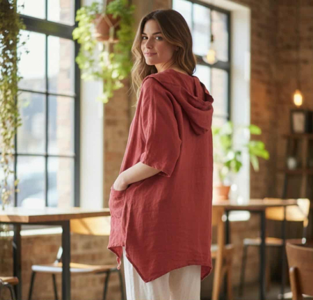 Hanorac din In Asimetric cu Buzunar in Partea Dreapta [1]