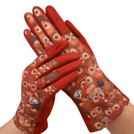 Manusi - manusi desene bufnite colorate ci cinci degete