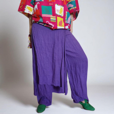 Pantaloni in - pantaloni din in cu fusta suprapusa