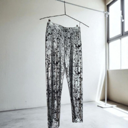 Pantaloni - Pantaloni Tip Colanti cu Imprimeu Imitatie Sarpe