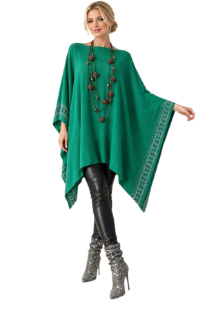 Poncho sezon rece - Poncho Tip Pelerina Tricotat Roz Prafuit Pentru Sezon Rece