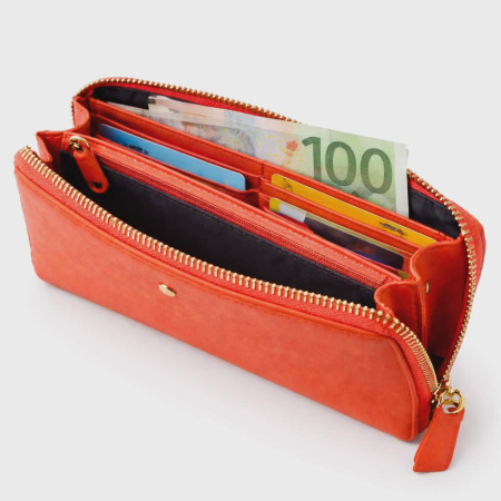 Portofel portocaliu tip borseta din piele naturala [2]