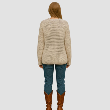 Pulover Tricotat Gros cu Imprimeu Pisica Pufoasa [1]