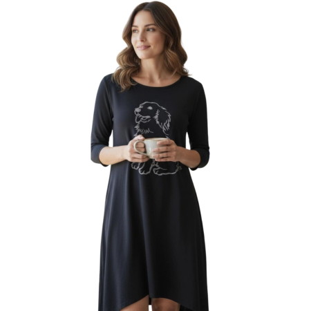 Promotii sezon rece - Rochie asimetrica  cu imprimeu catel sclipici argintiu