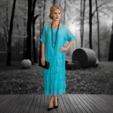 Rochii matase - Rochie asimetrica din matase cu volane si interior din vascoza