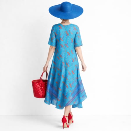 Rochie asimetrica din matase indiana cu maneca scurta [1]