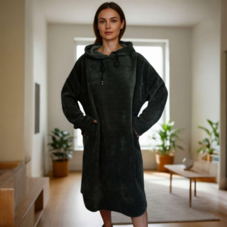 Rochii bumbac - rochie-asimetrica-pentru-sezon-rece-tip-hanorac-si-atingere-reiat-pentru-marimi-mare