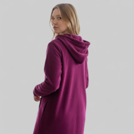 Rochie mov asimetrica   din vascoza tip hanorac pentru marime mare [2]