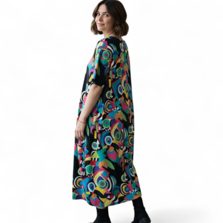 Rochie Colorata din Bumbac si Buzunare pentru Marime Mare [1]