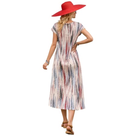 Rochie de Vara cu Dungi Coloratecu Buzunare [2]