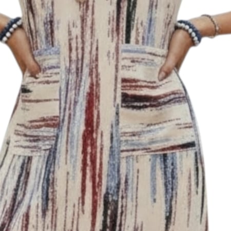 Rochie de Vara cu Dungi Coloratecu Buzunare [1]