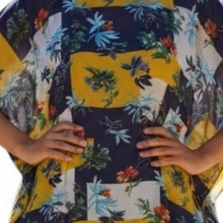 Rochie croi larg tip fluture din voal cu imprimeu floral [5]