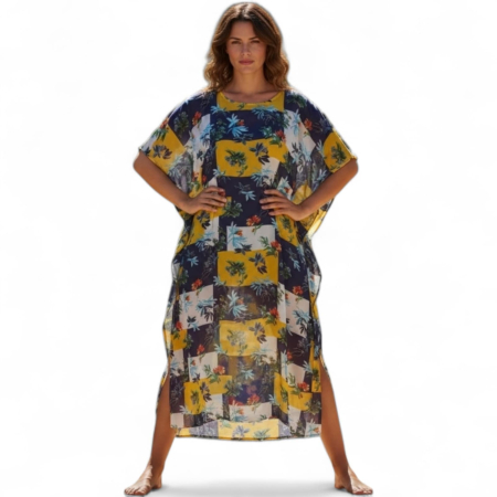 Rochie croi larg tip fluture din voal cu imprimeu floral [2]