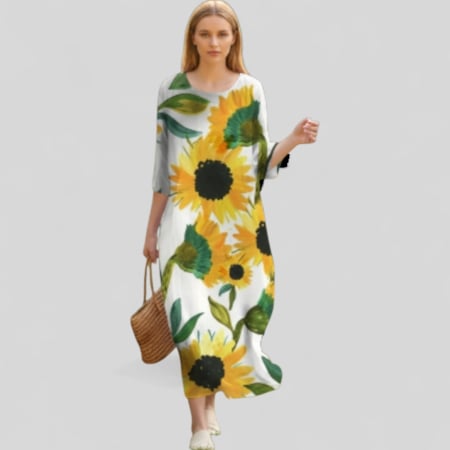 Rochii lycra & poliester & voal - Rochie cu Imprimeu Floarea Soarelui