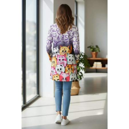 Rochie cu imprimeu  multe pisici pentru toamna [1]