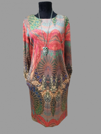 Rochie de toamna din vascoza colorata cu buzunare [2]