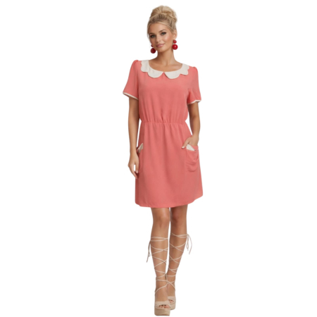 Promotii sezon cald - rochie-de-vara-cu-guler-simpatic-si-buzunare-laterale