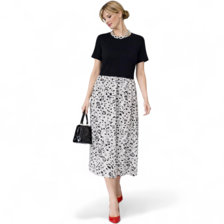 Promotii sezon cald - rochie de vara din bumbac si vascoza cu imprimeu floral