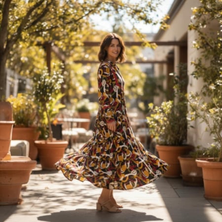 Rochii vascoza - Rochie de vara din vascoza cu imprimeu colorat si ciucuri