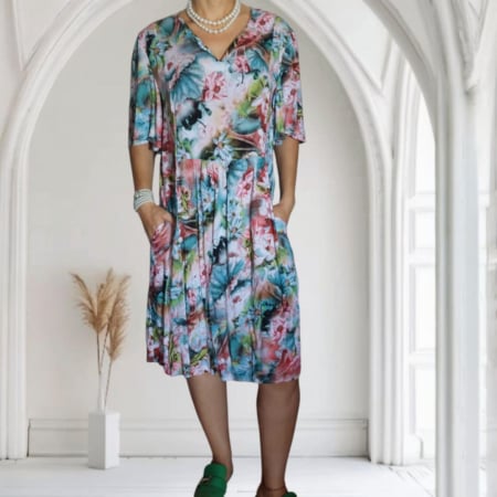 Rochii vascoza - Rochie de Vara din Vascoza cu Imprimeu Floral