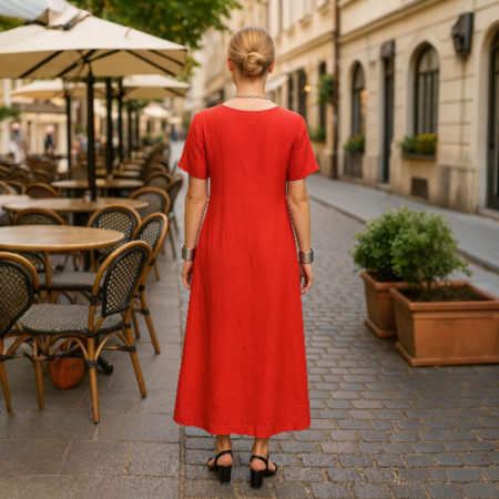 Rochie de Vara Lunga din In Asimetrica [1]