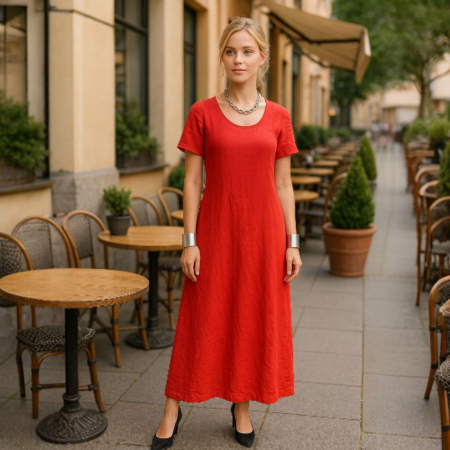 Rochii in - Rochie de Vara Lunga din In Asimetrica