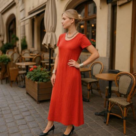 Rochie de Vara Lunga din In Asimetrica [2]