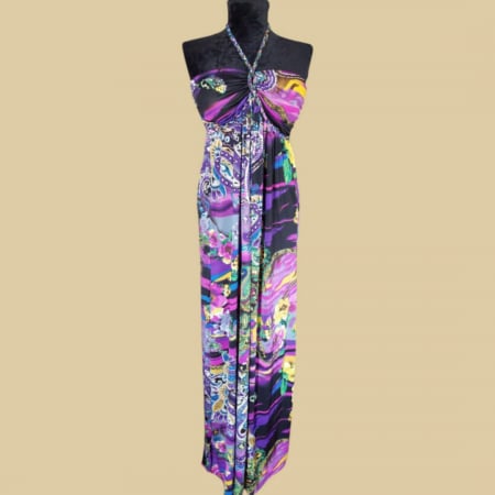 Rochii pentru  ocazii - rochie-de-vara-lunga-din-lycra-cu-bretele-prise-dupa-gat
