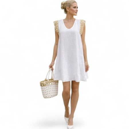 Rochii in - rochie-de-vara-mini-din-in-cu-macrame-si-franjuri-la-maneca