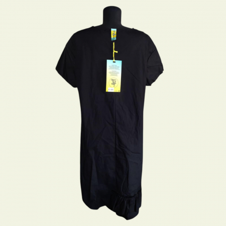 Rochie de Vara Neagra din Bumbac si Model Flori cu Strasuri [1]