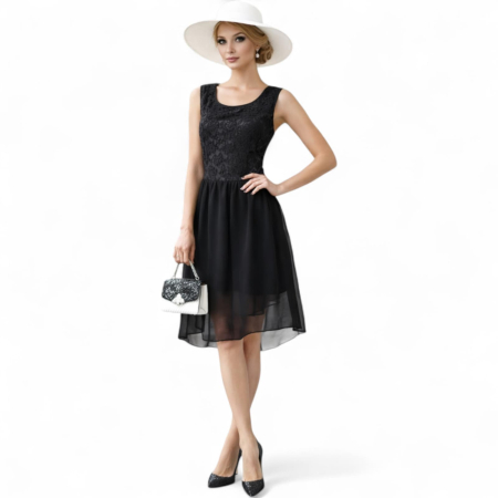 Rochii sezon cald - rochie-de-vara-neagra-din-voal-si-dantela