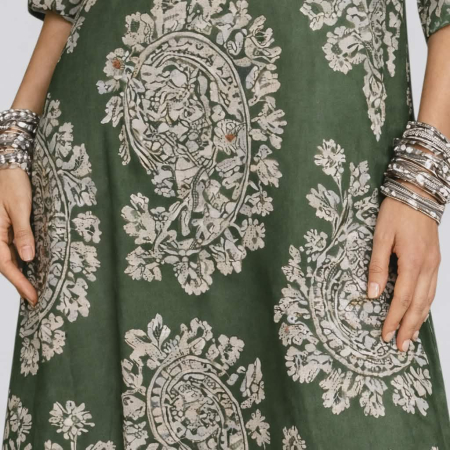 Rochie din Bumbac cu Bordura la Maneci si Poale [2]