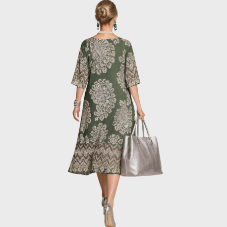 Rochie din Bumbac cu Bordura la Maneci si Poale [1]