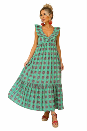 Rochii bumbac - Rochie din bumbac cu bretele din volane