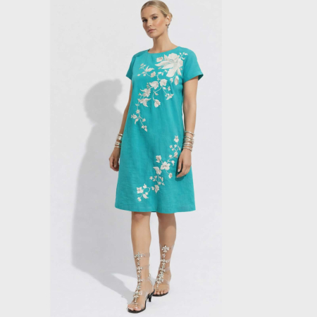 Rochii bumbac - Rochie din bumbac cu broderie pe partea din fata