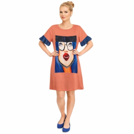 Promotii sezon cald - rochie din bumbac cu imprimeu fata