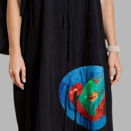 Rochie din Bumbac cu Insertii Colorate si Snur Tip Desigual [2]