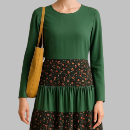 Rochie din Bumbac cu Volane si Imprimeu Floricele Mici [1]