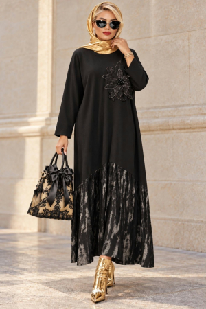 Rochie din bumbac pentru marime mare cu aplicatie floare [1]