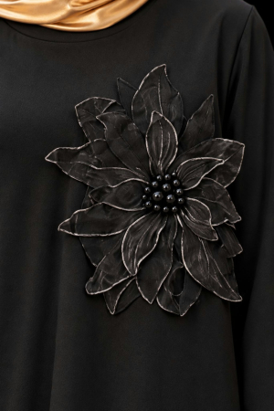 Rochie din bumbac pentru marime mare cu aplicatie floare [3]