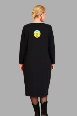 Rochie din Bumbac pe Fond Negru cu Imprimeu Floral [1]
