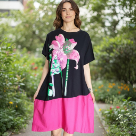 Promotii sezon cald - Rochie din Bumbac pentru Vara cu Imprimeu si Strasuri