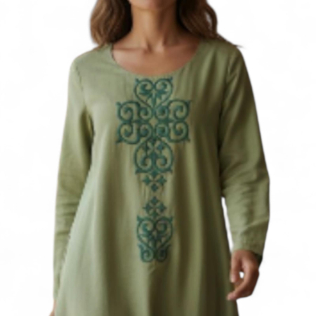 Rochie din bumbac vernil cu aplicatii la bust [2]