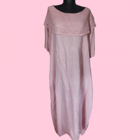 Rochie din in croi larg si guler din dantela [4]